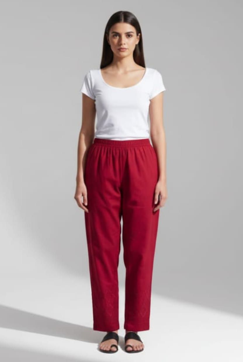 Cotton Embroidered Trousers
