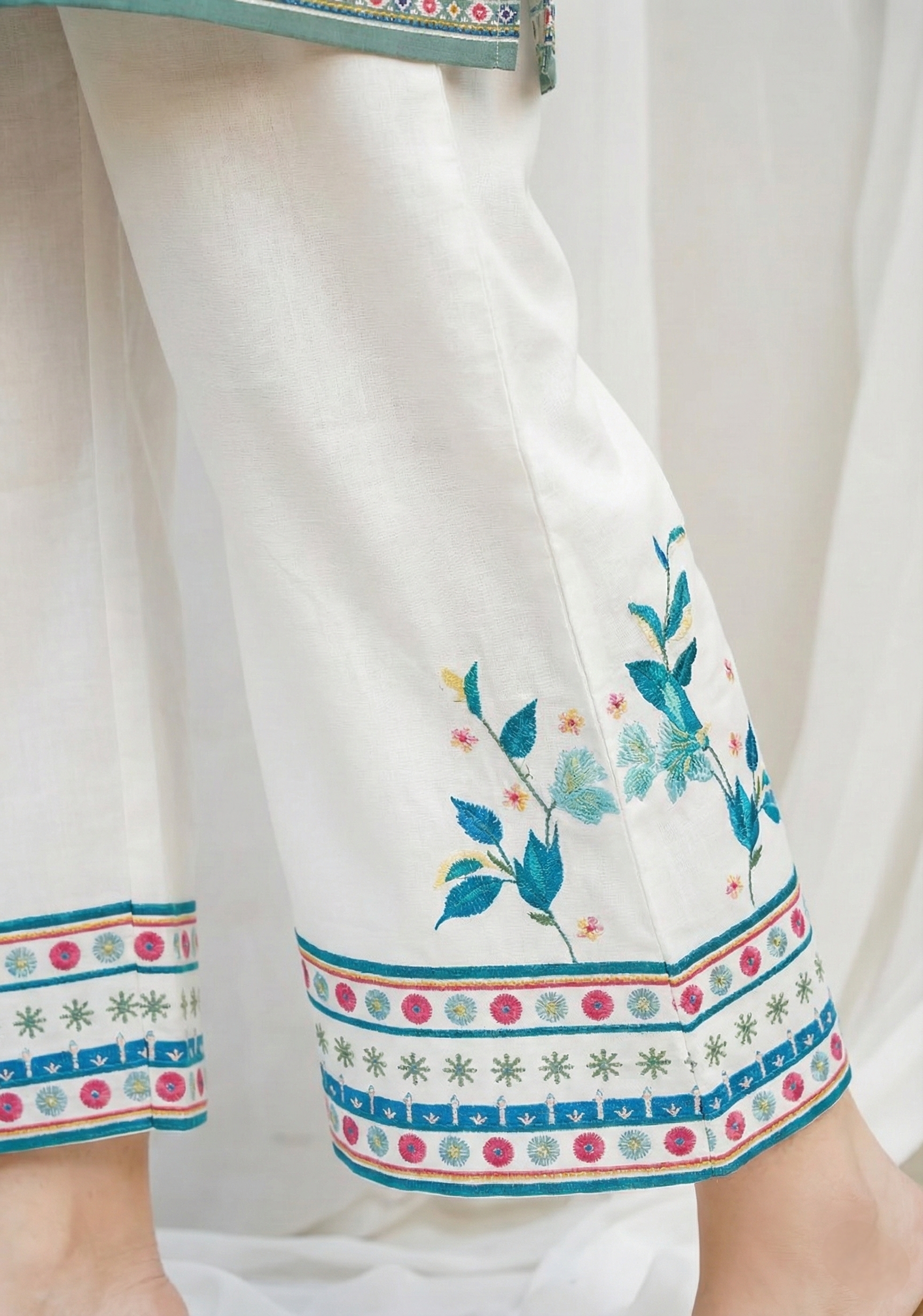 Embroidered Printed Trouser